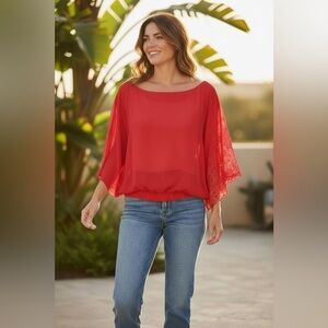 XOXO Scarlet Blouse with Elegant Lace Detail EUC